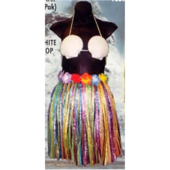 18-Inch Flower-Trim Hula Skirt with 36-Inch Waist