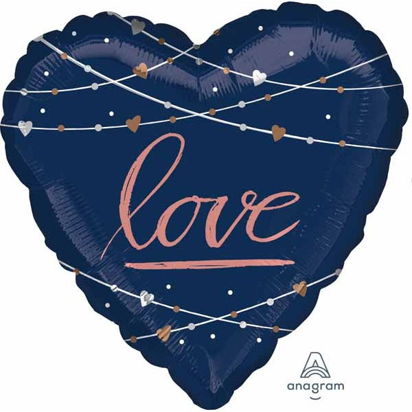 Navy Wedding Jumbo Heart Foil Balloon