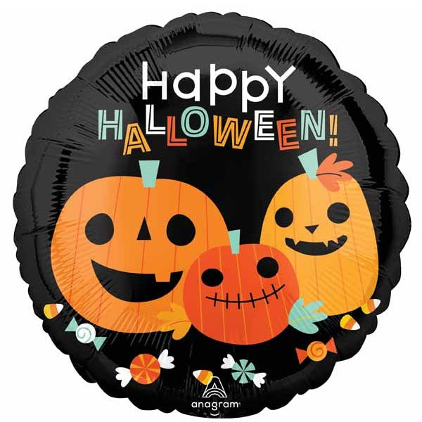 Halloween Pumpkins 18 Inch Round Foil Balloon