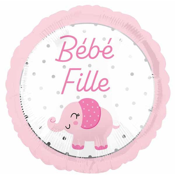 Bébé Fille Elephant 18" Round Foil Balloon