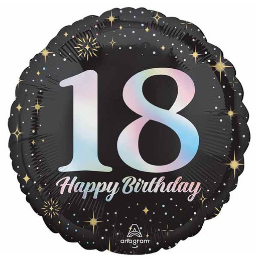 Sparkling 18th Birthday Round Foil Balloon, 18 Inch