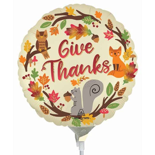 Give Thanks 9-Inch Round Foil Balloon