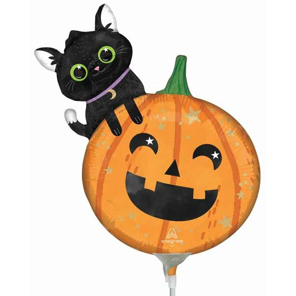Halloween Cat & Pumpkin Mini Shape Foil Balloon