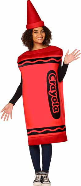 Crayola Red Crayon Adult Costume with Hat, One Size
