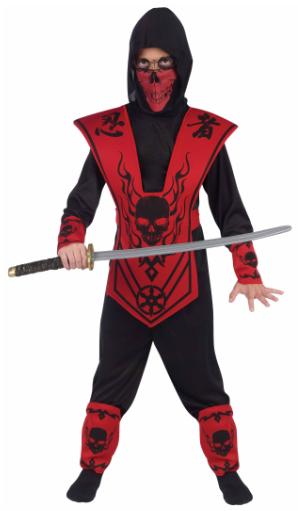 Skull Lord Ninja Red and Black Child Costume, Medium