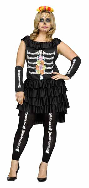 Día de los Muertos Women's Plus Size Costume, 22W-24W
