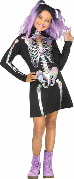 Costume d'enfant squelette holographique, taille 12/14