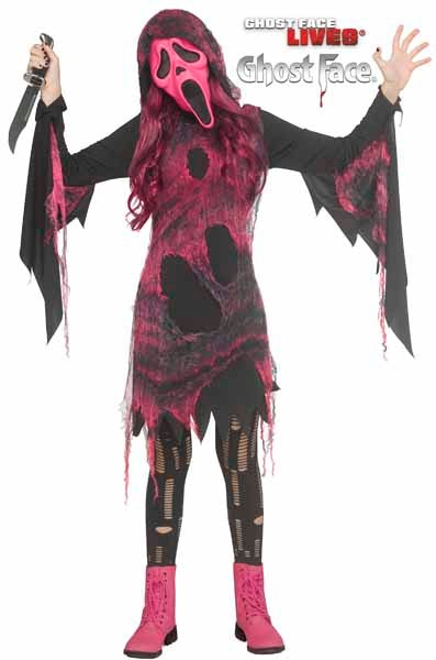 Pink Gauze Ghost Face Child Costume, Size 14/16