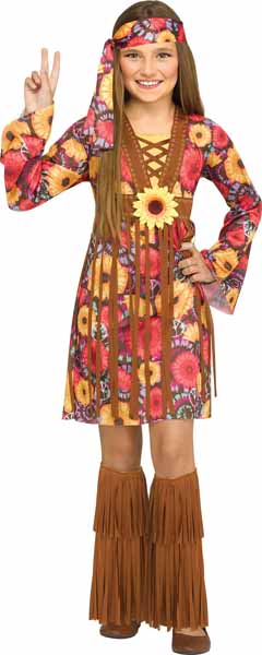 Flower Power Hippie Girls' Costume, Size 8/10