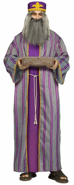 Adult Purple Wise Man Costume with Belt and Hat