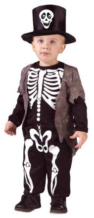 Costume de squelette joyeux pour tout-petit avec chapeau, grand 3T-4T