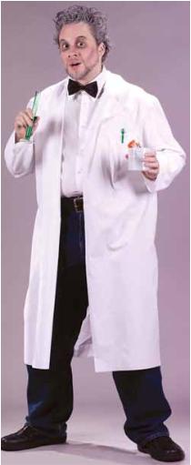 Mad Scientist Adult Costume White Lab Coat, One Size