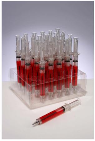 Syringe Novelty Pen with Red Ink