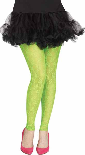 Green 80s Stretch Lace Leggings, Adult One Size