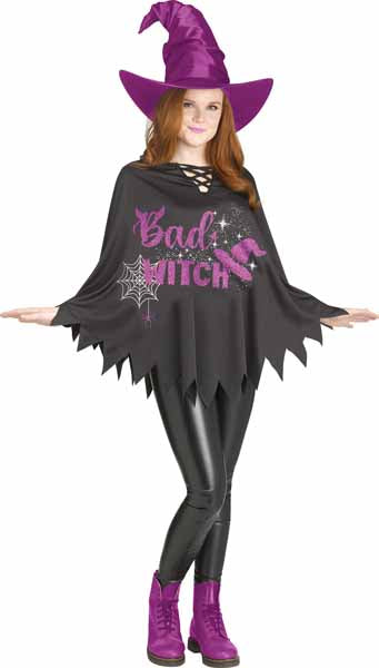 Poncho de costume de sorcière méchante pour adulte, taille unique