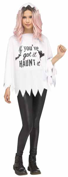 Kids' Party Ghost Costume Poncho, Child Size 4/14