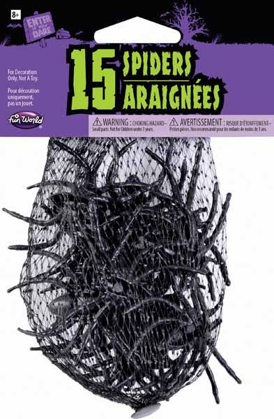Creepy Creature Halloween Spiders, 15 Count
