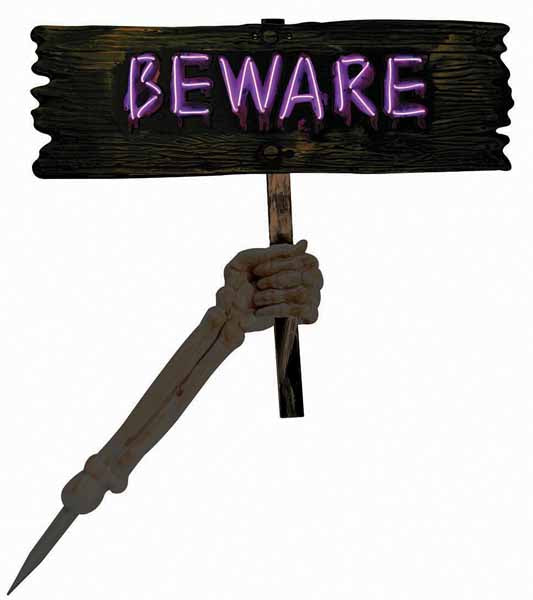 Beware Light Up Grave Greetings Halloween Decoration