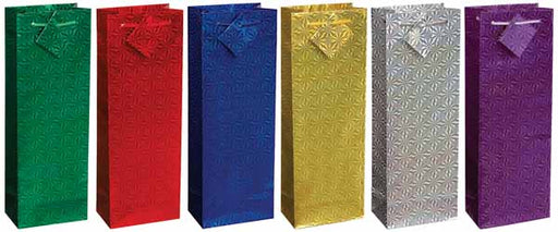 14"X5" HOLOGRAPHIC W INE GIFT BAG 1PK
