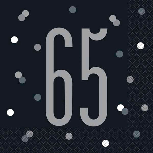 Black & Silver 65 Luncheon Napkins, 16 Pack