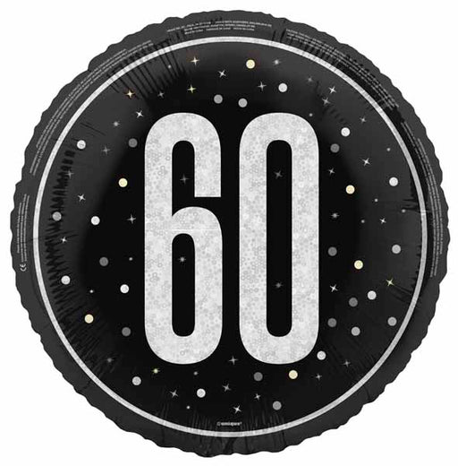 Black Glitz 60th Birthday Foil Balloon, 18 Inch