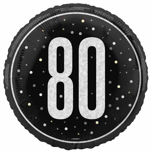 Black Glitz 80th Birthday Foil Balloon, 18 Inch