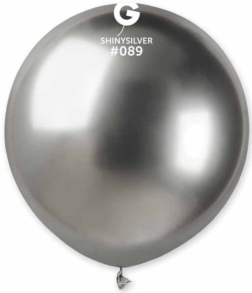 Gemar 19" Shiny Silver #089 Latex Balloons, 25 Count
