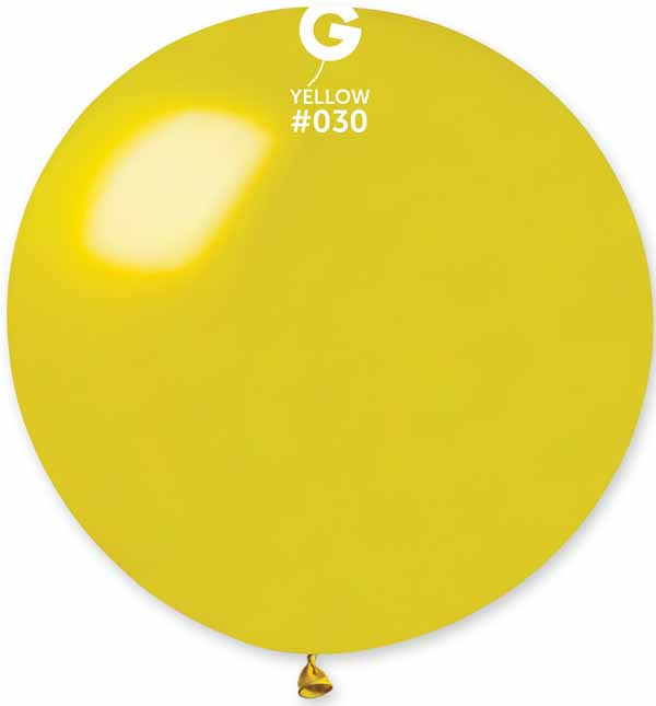 Gemar 31" Metallic Yellow #030 Latex Balloon, 1 Count