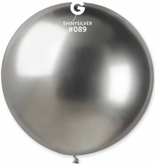 Gemar 31" Shiny Silver #089 Latex Balloon, 1 Count