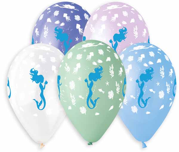 Gemar Sweet Mermaid 13-Inch Assorted Latex Balloons, 50 Count