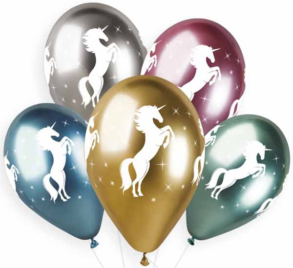 Gemar 13" Shiny Unicorn Latex Balloons, 25 Count