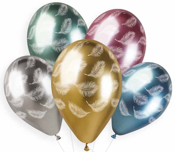 Gemar 13" Shiny Plume Assorted Latex Balloons, 25 Pack