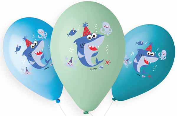 Gemar 13-Inch Multicolor Baby Shark Latex Balloons, 50 Count