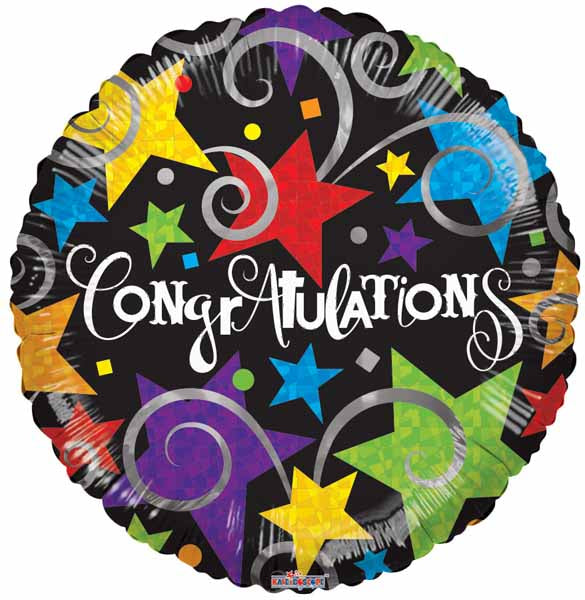 Congratulations Black 4" Round Foil Balloon