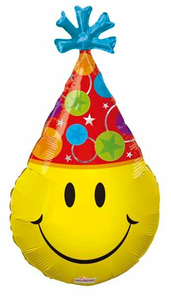 Smiley Party Hat 14-Inch Mini Shape Foil Balloon