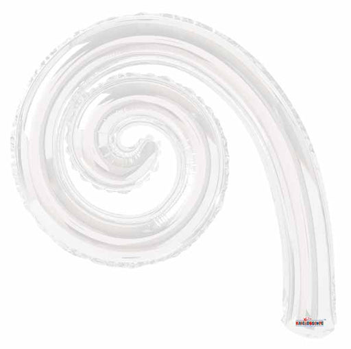14-Inch White Kurly Spiral Foil Balloon