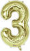 34-Inch White Gold Number 3 Balloon