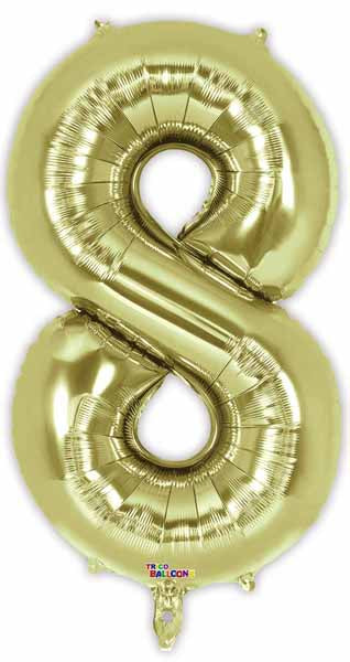 34 Inch Number 8 Balloon in White Gold