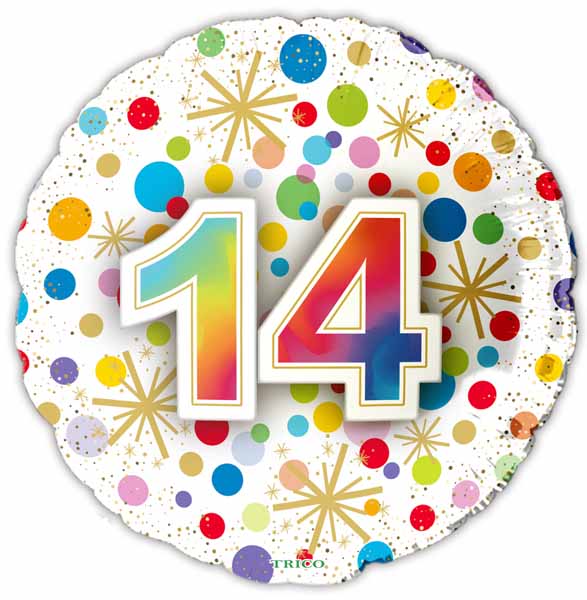 Number 14 Foil Balloon, 18 Inch