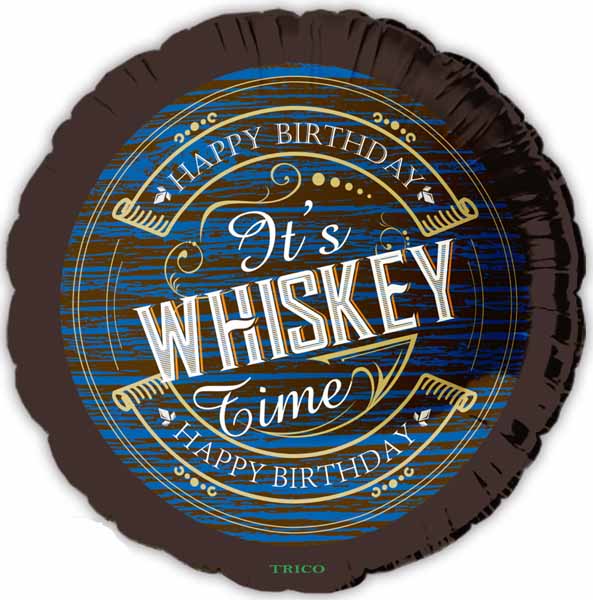 Happy Birthday Whiskey Time 18-Inch Foil Balloon