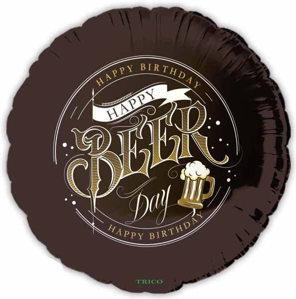 Happy Beer Day 18-Inch Round Foil Birthday Balloon