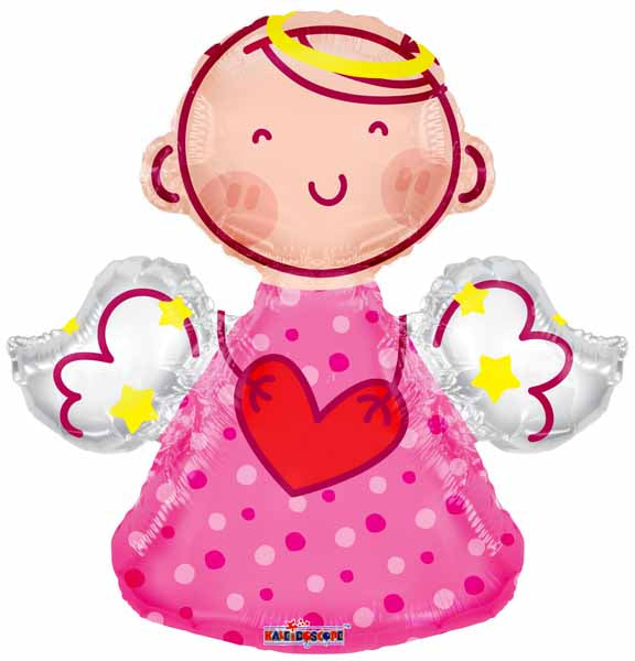 Angelito Rosa Pink Angel Foil Balloon, 36 Inch