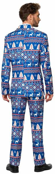 Suitmeister Men's Blue Nordic Christmas Suit, XX-Large