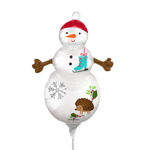 Woodland Snowman Satin Balloon - 14" Winter Wonderland Decor