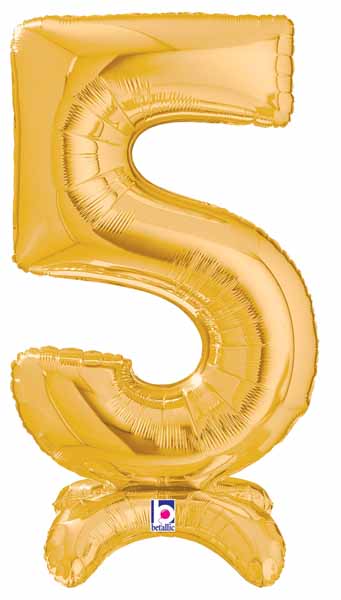Meg aloon Gold Number 5 Stand-Up Balloon, 25 Inch