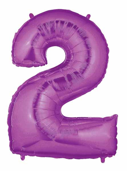 Megaloon Purple Number 2 Balloon, 40 Inch