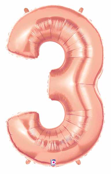 Megaloon 34-Inch Rose Gold Number 3 Balloon