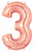 Megaloon 34-Inch Rose Gold Number 3 Balloon