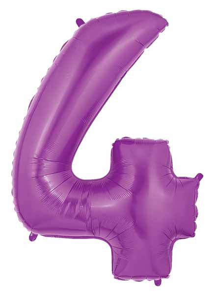 Purple Number 4 Megaloon Balloon, 40 Inch
