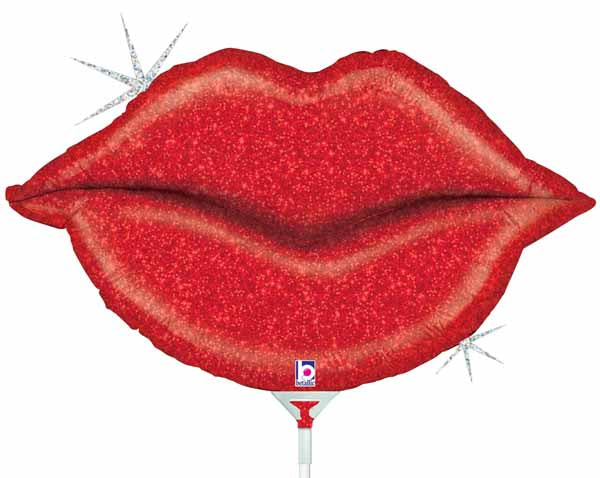 14-Inch Mini Glitter Lips Foil Balloon